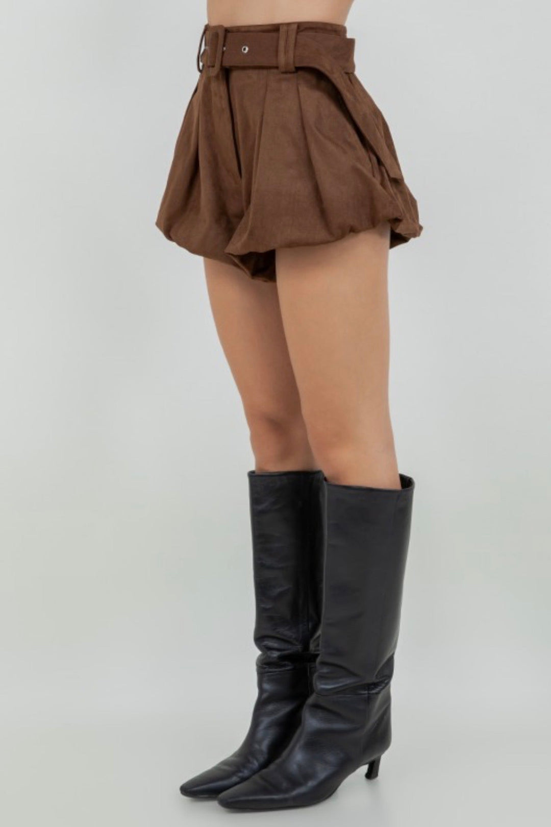 Sandalwood Suede Bubble Shorts
