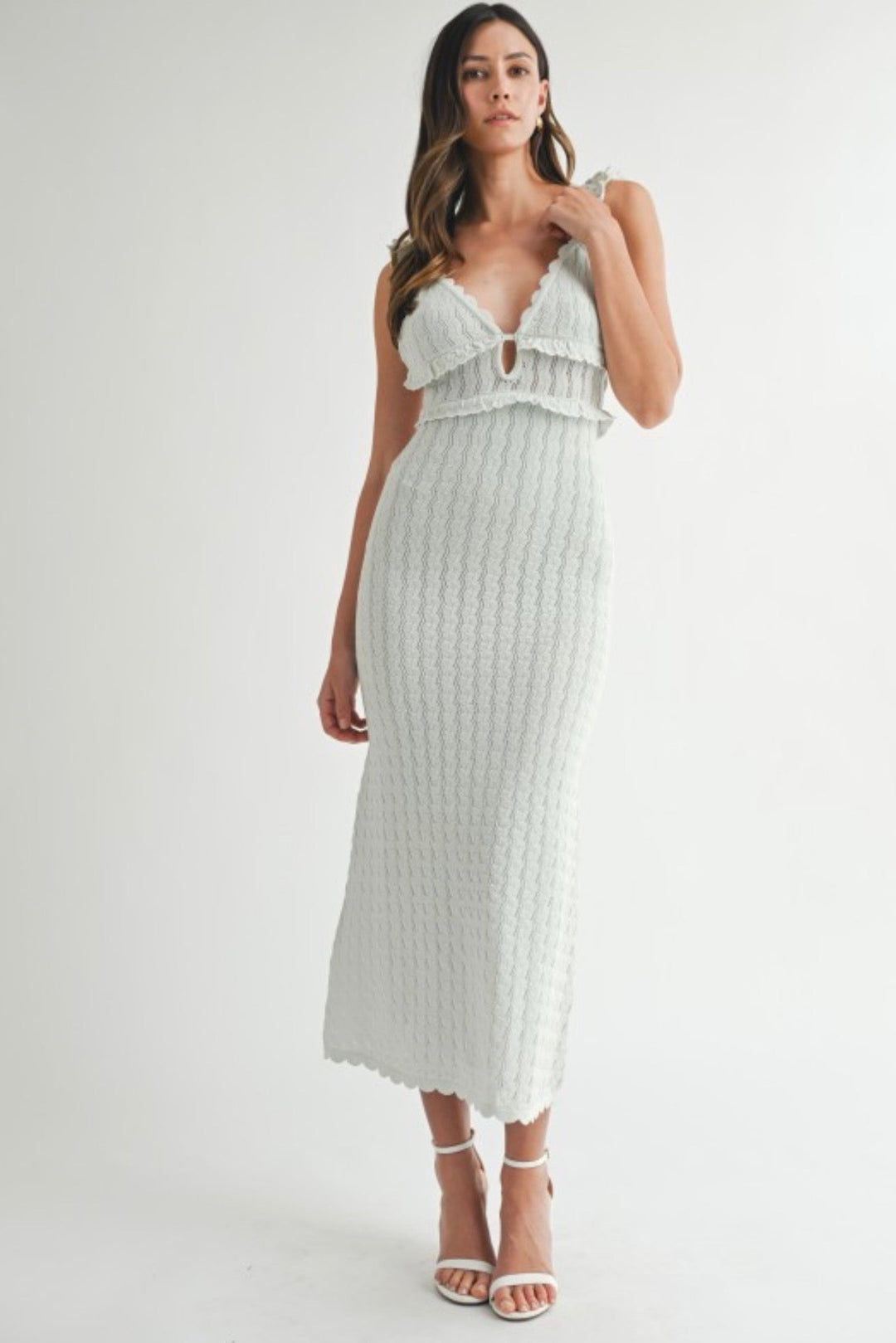 Aubina Crochet Cutout Knit Dress