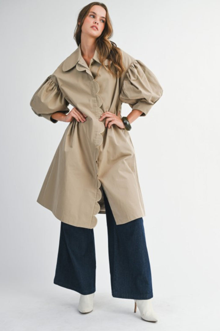 Puff Sleeve Scallop Trench