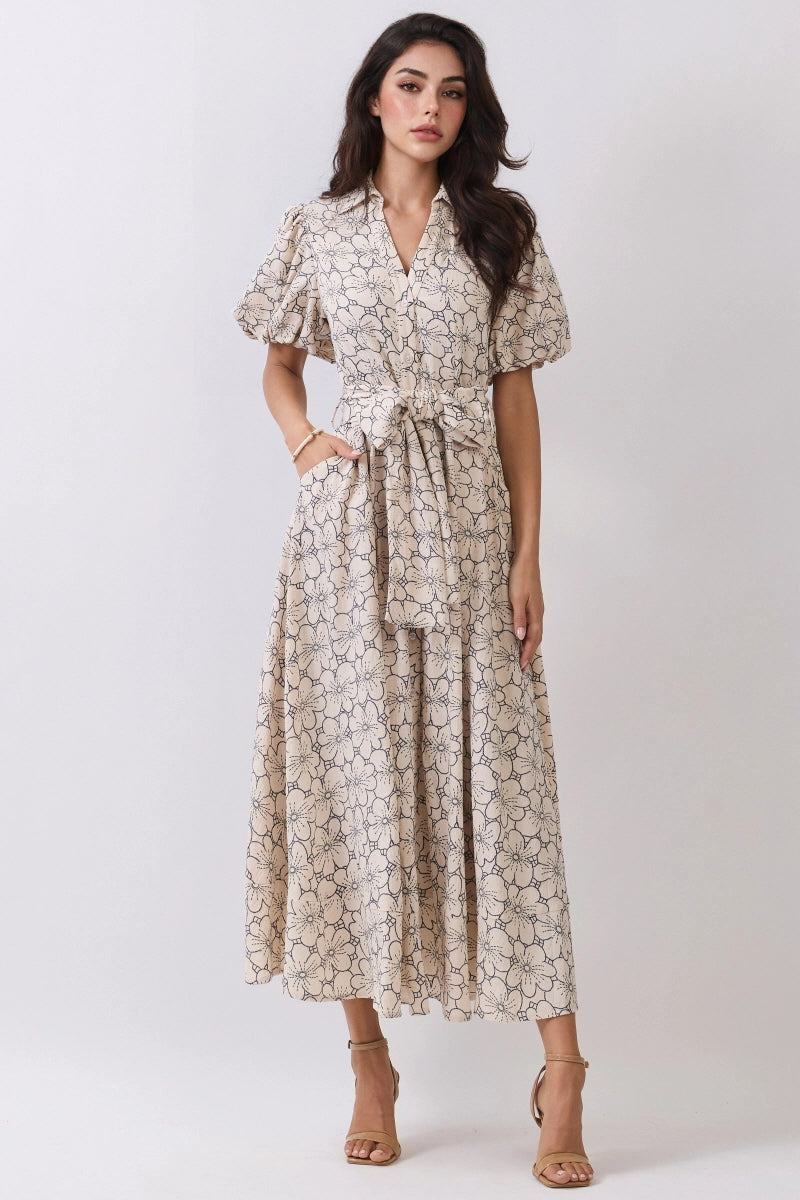 Floral Bloom Button Down Maxi Dress