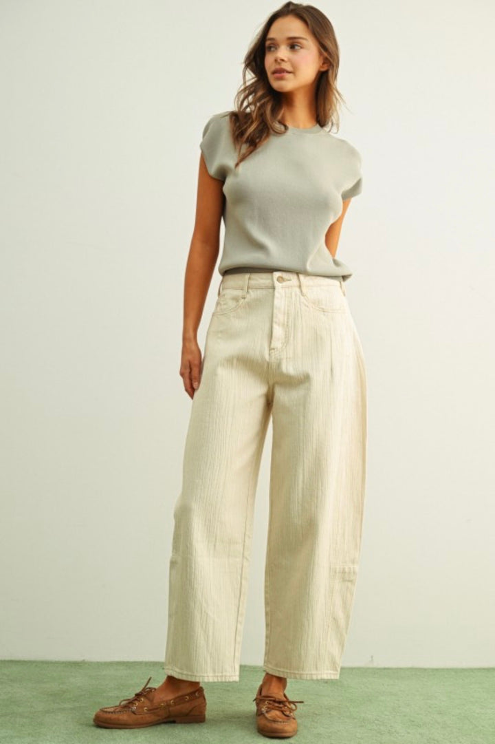 Cool Poise Textured Barrel Jeans