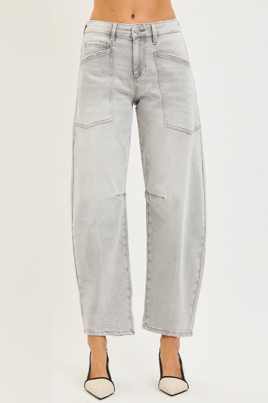 In Rotation Mid Rise Barrel Jeans