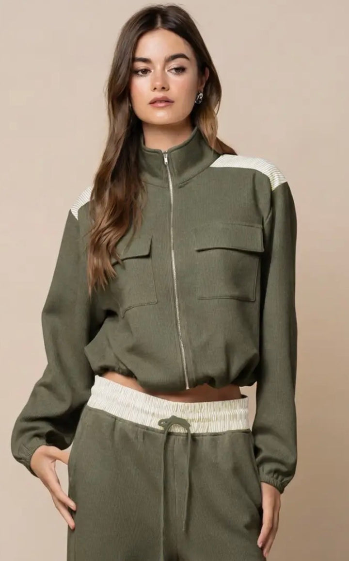 Classic Zip Up Mock Neck Jacket