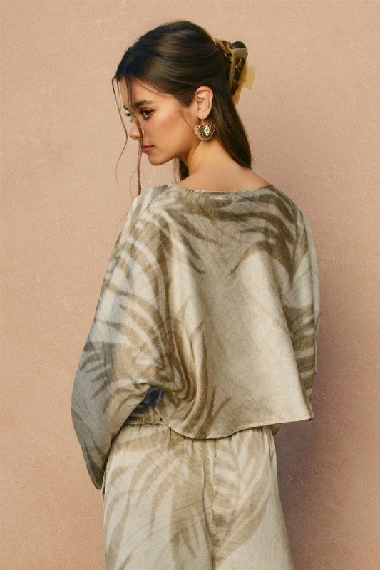 Tropical Leaf Batwing Top