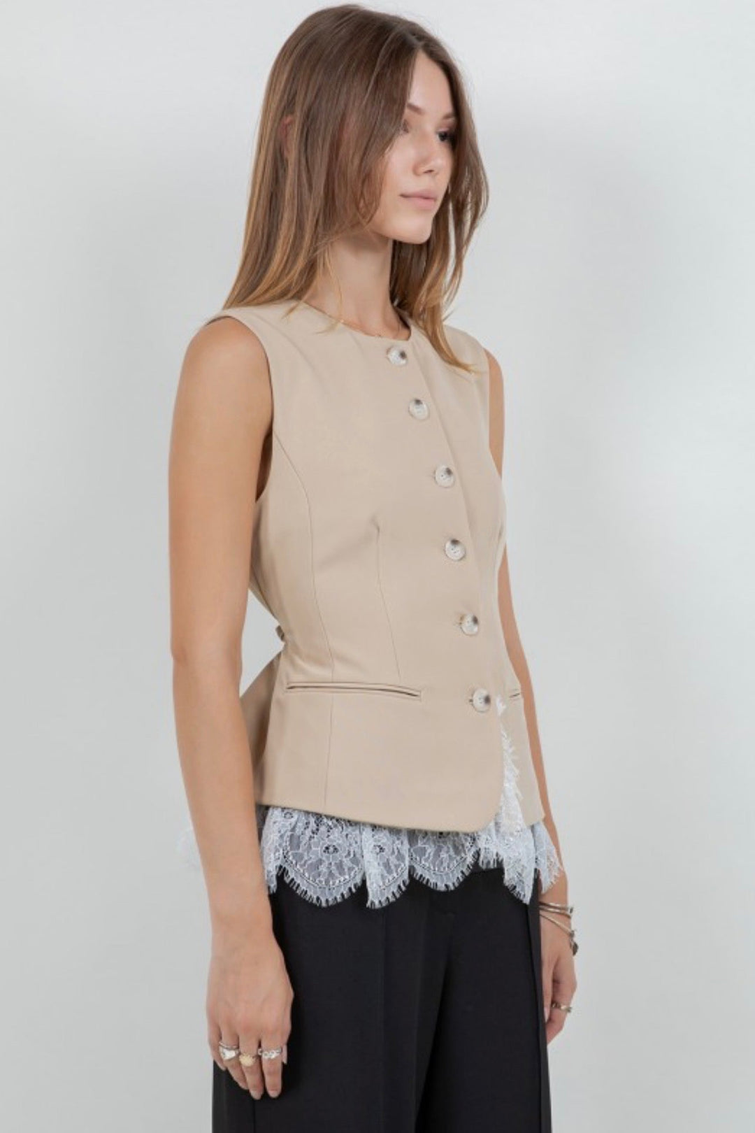 Stacy Structured Vest with Lace