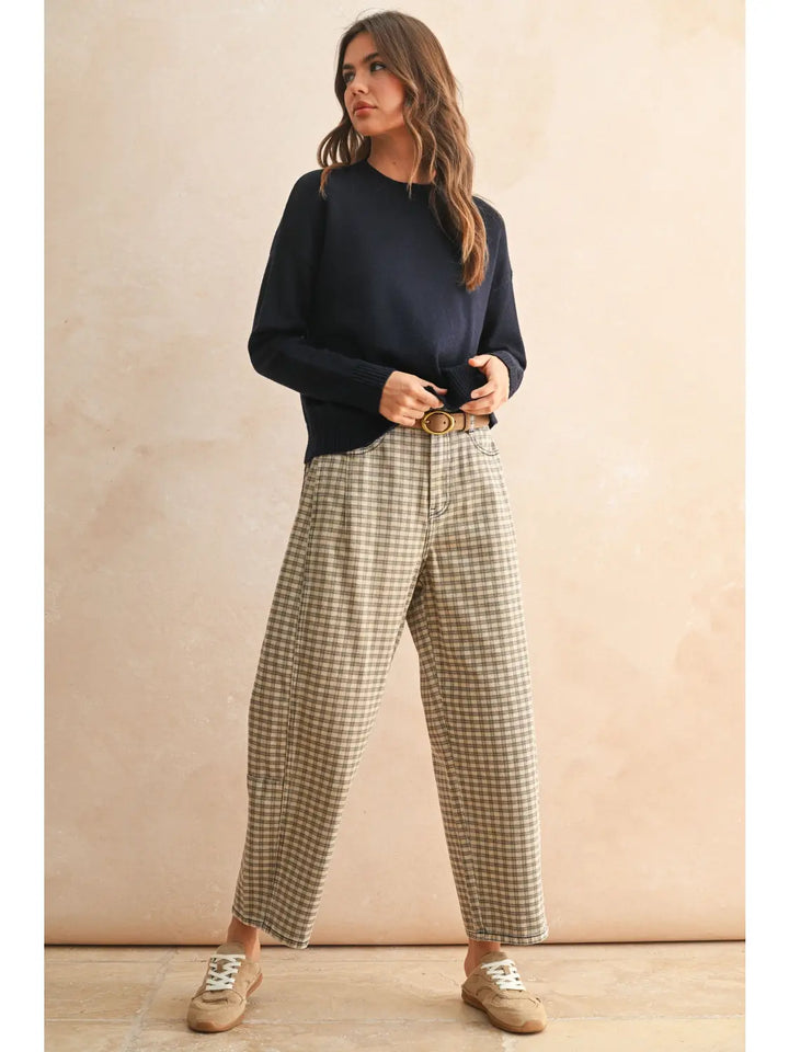 Val Mini Checker Barrel Jeans