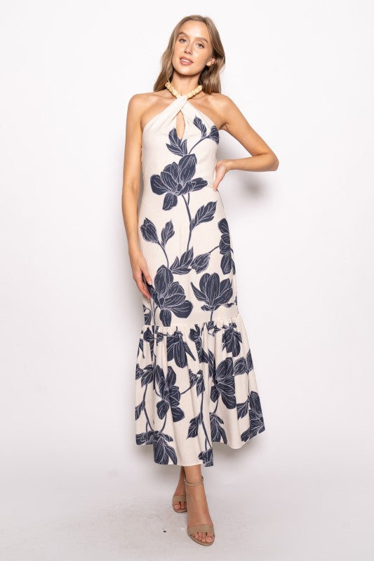 Montez Bead Halter Maxi Dress