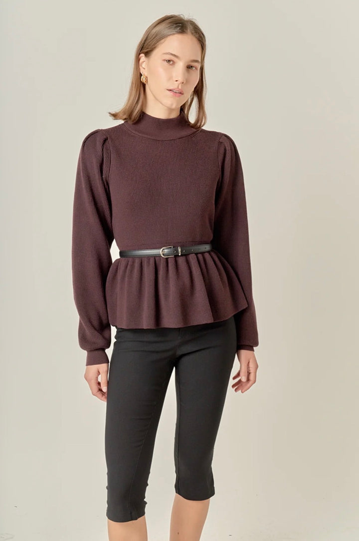 City Peplum Knit Sweater