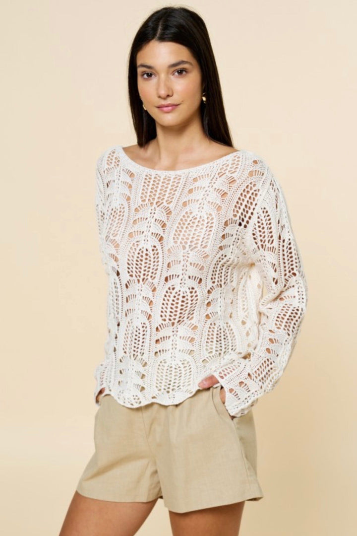 Lucky Girl Crochet Boatneck Top