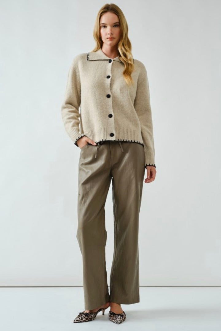 Stay Elite Contrast Stitching Sweater Cardigan