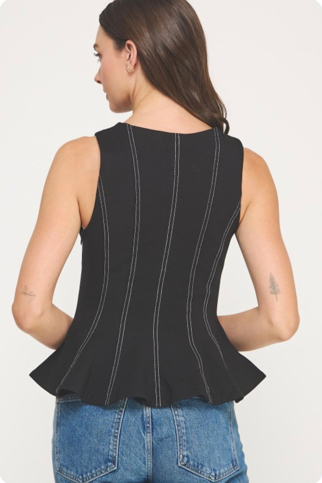 Top Stitch Peplum Top