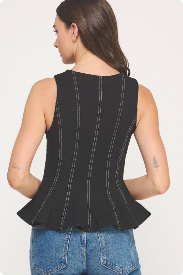 Top Stitch Peplum Top