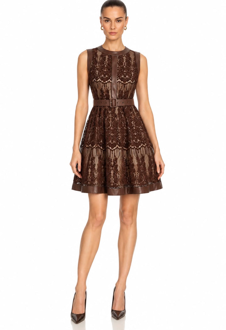 Toasty Leather Trim Dress