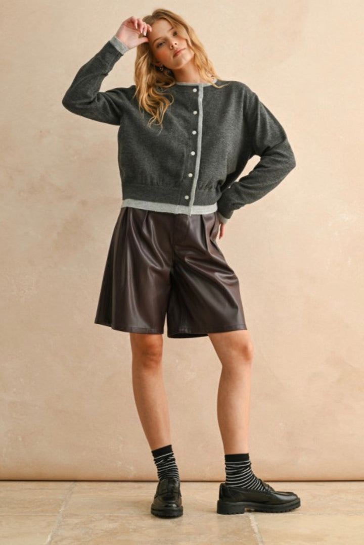 Come My Way Faux Leather Bermuda Shorts