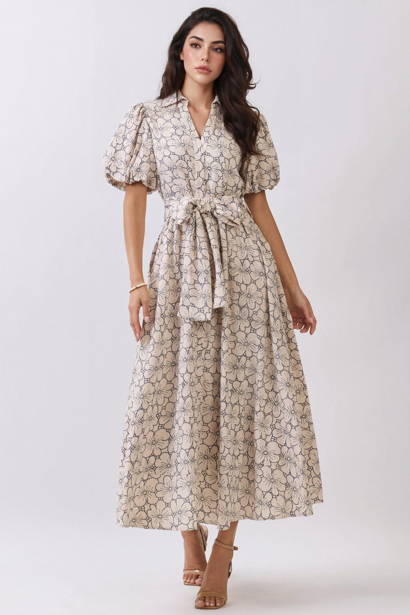 Floral Bloom Button Down Maxi Dress
