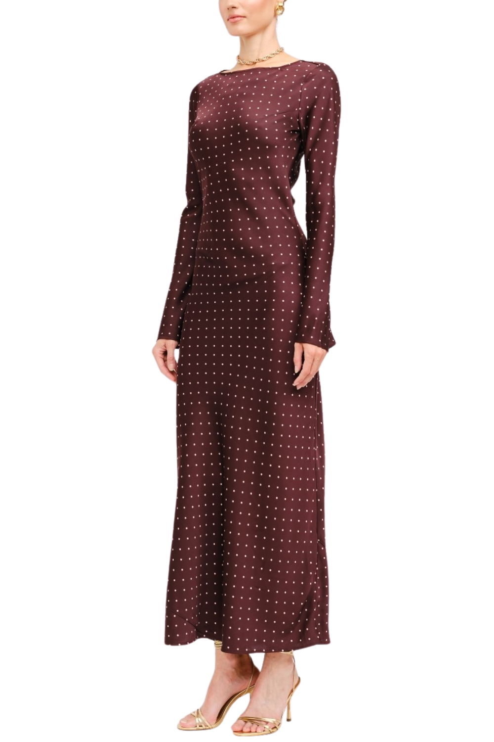 Satin Dotty Maxi Dress