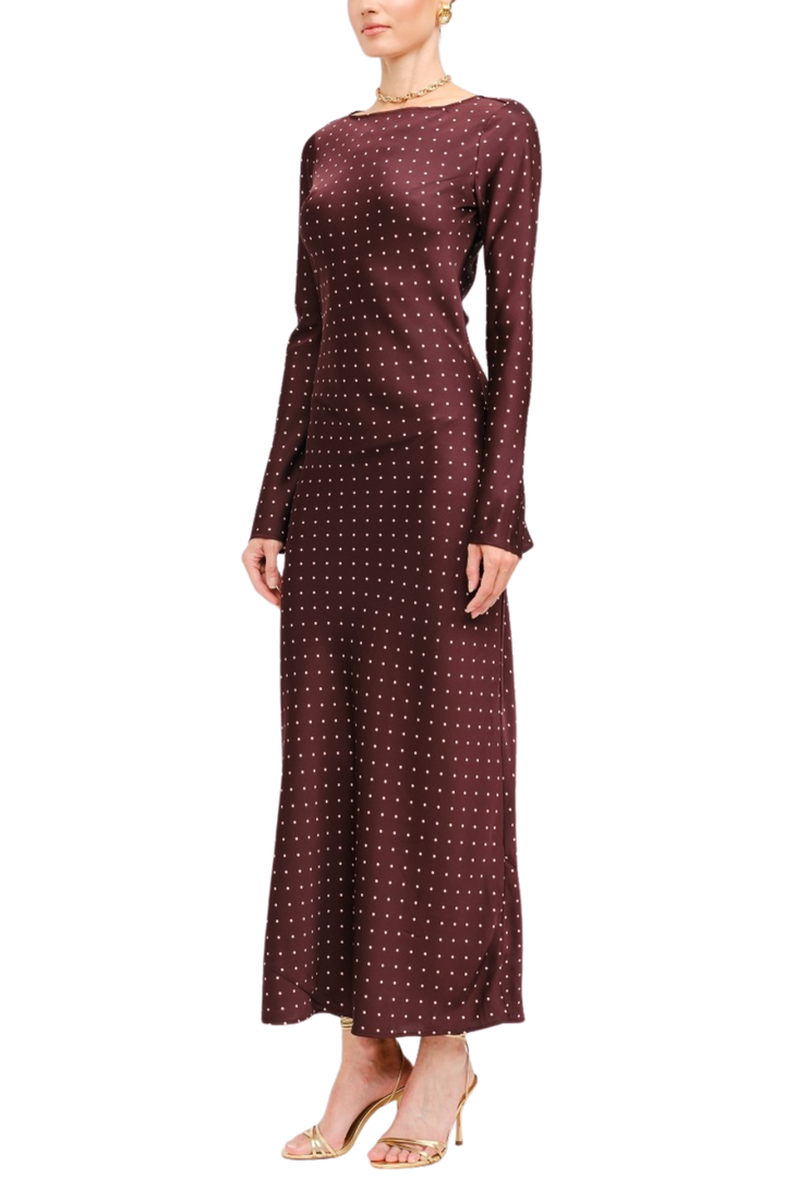 Satin Dotty Maxi Dress