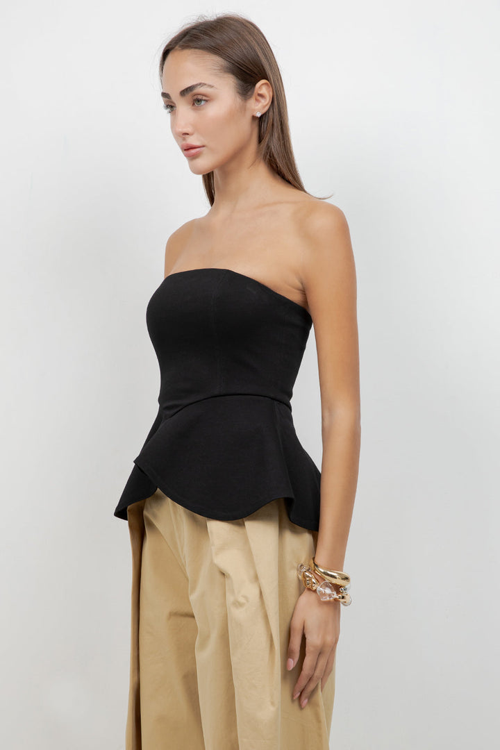 Maddie Strapless Peplum Top