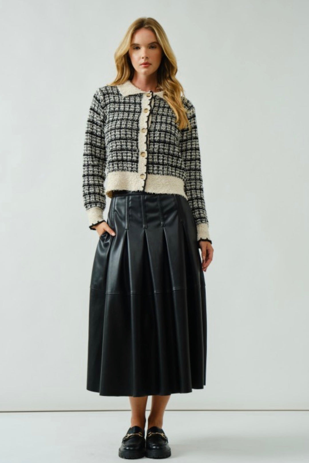 Monroe Tweed Style Button Cardigan