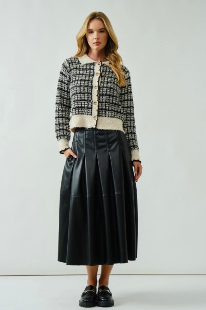 Monroe Tweed Style Button Cardigan