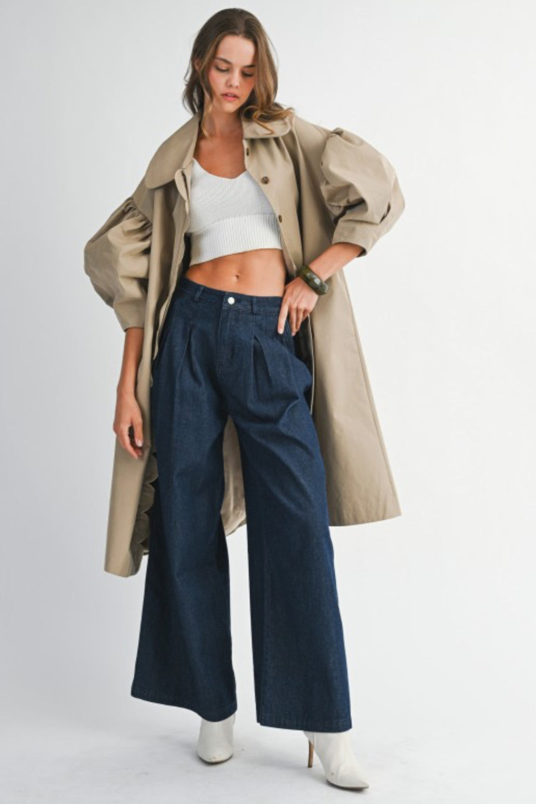 Puff Sleeve Scallop Trench