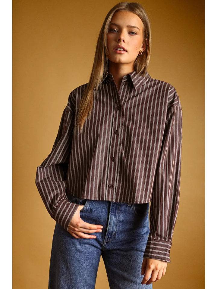 Marlan Stripe Button Up Top