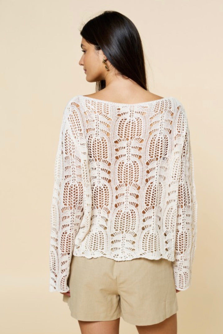 Lucky Girl Crochet Boatneck Top