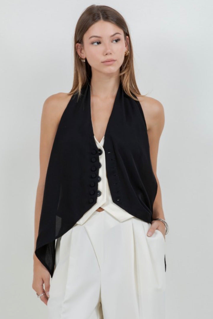 I'm Busy Contrast Satin Top