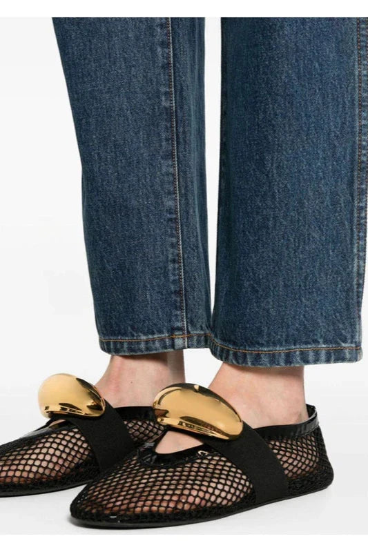 Fishnet Slip On Ballet Flats