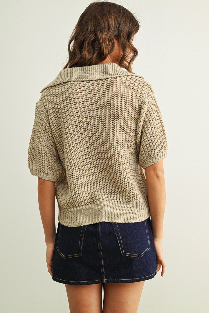 Nadine Collared Knitted Top