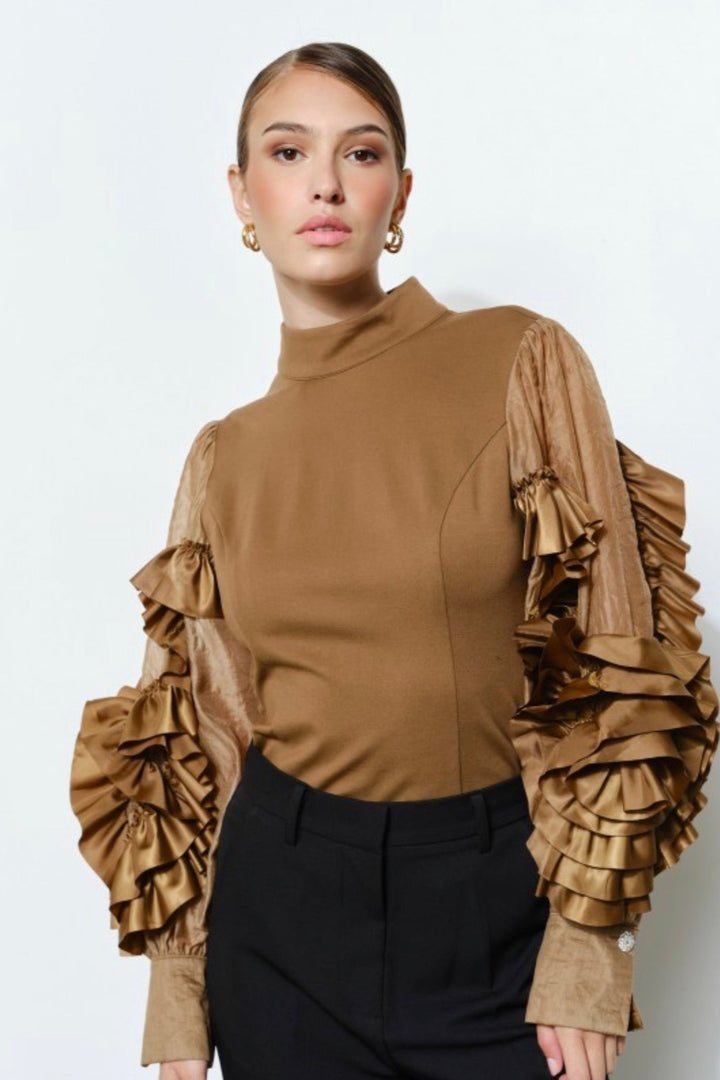 Rosette Ruffle Jersey Top