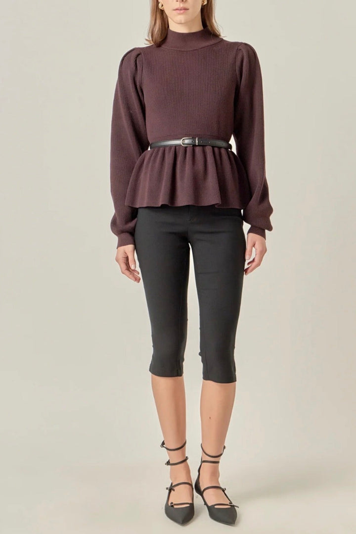City Peplum Knit Sweater