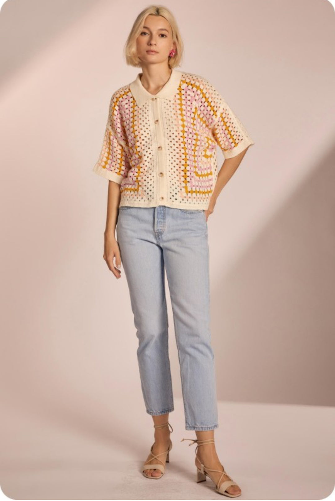 Olivia Crochet Button Down Top