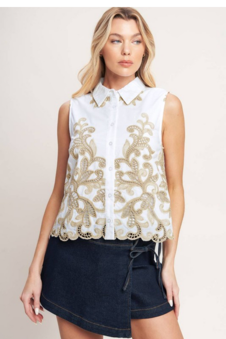 Costa Belle Embroidered Top