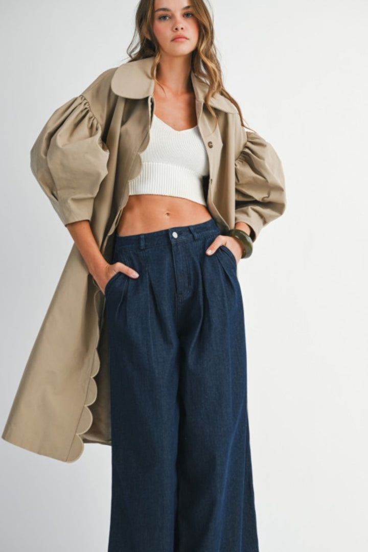 Puff Sleeve Scallop Trench
