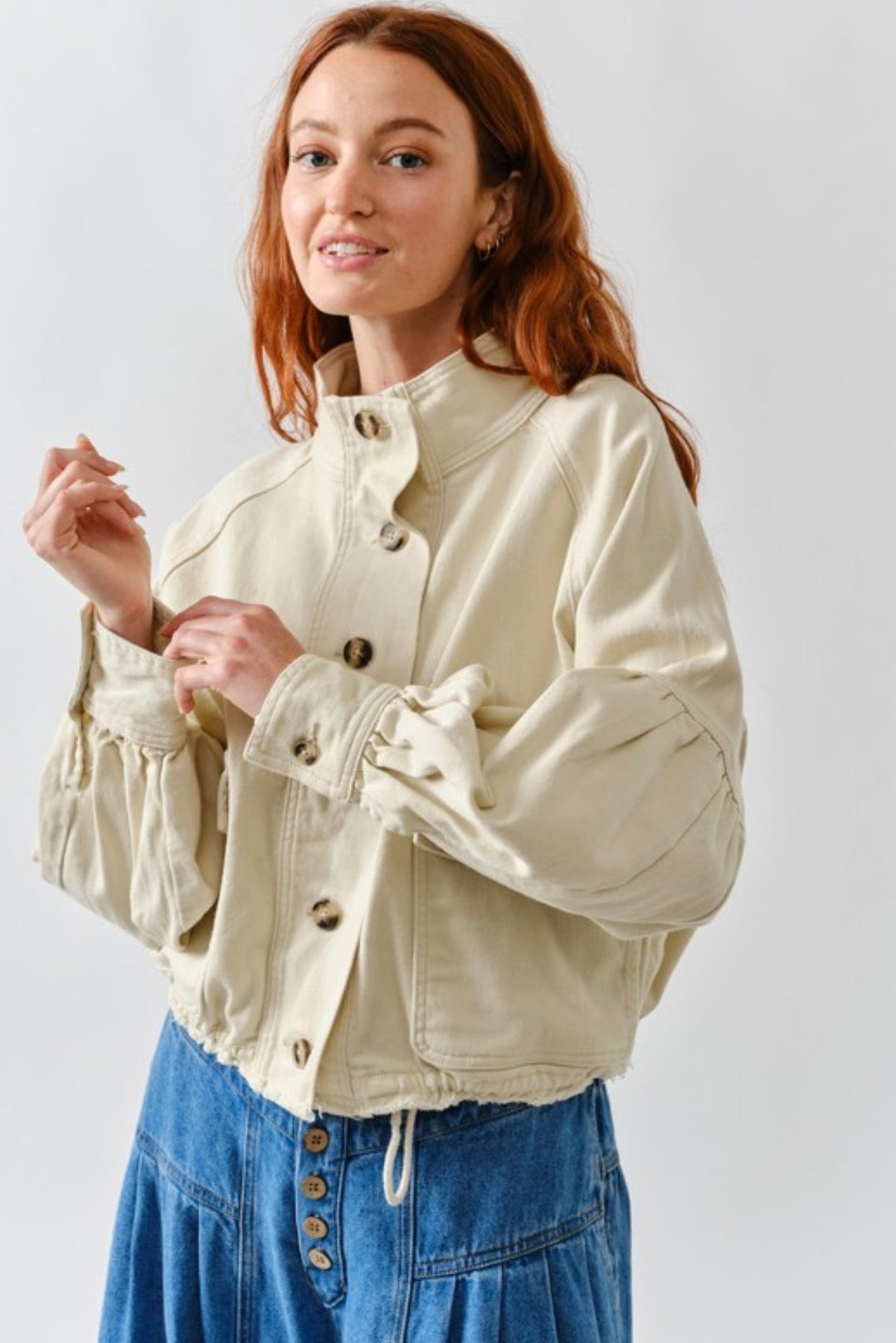 Chelsea Balloon Sleeve Drawstring Jacket