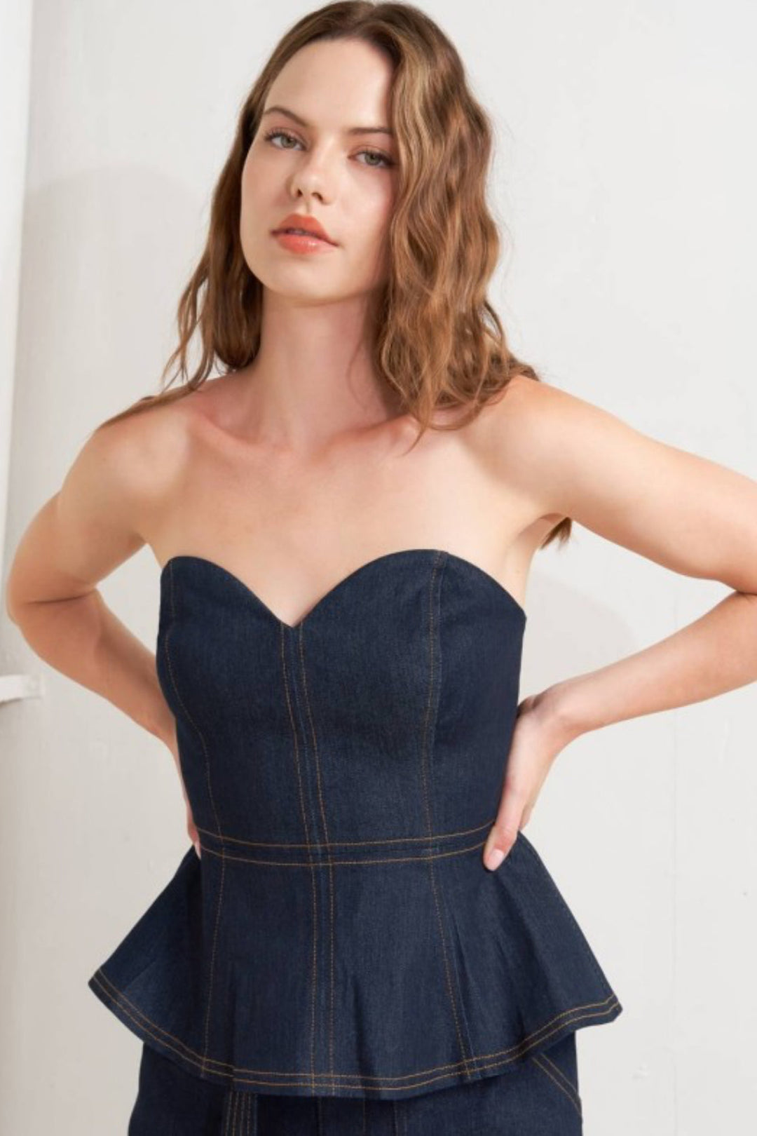 Corey Strapless Peplum Top