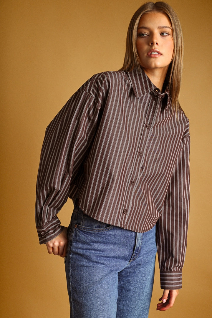 Marlan Stripe Button Up Top
