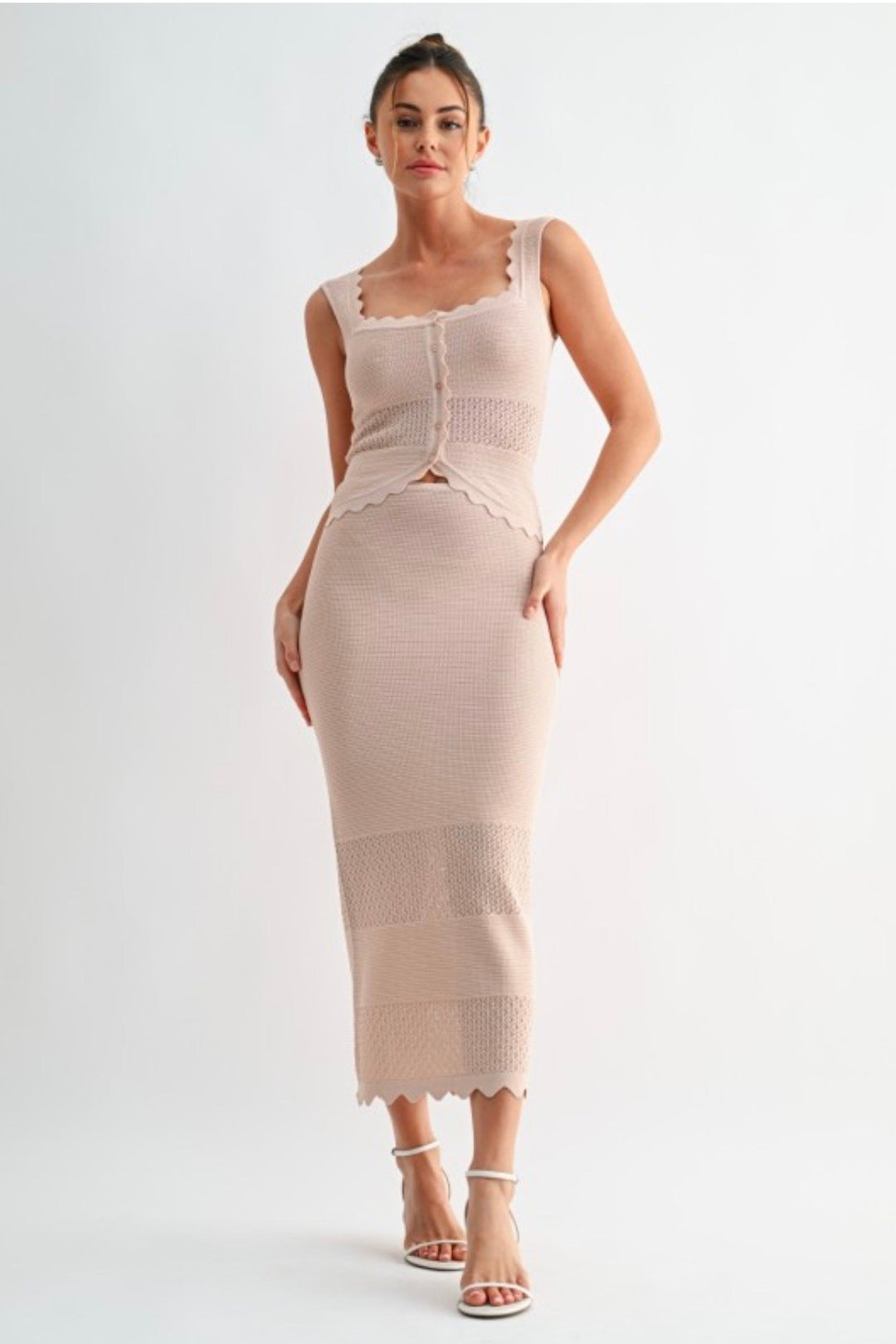 Chloe Scallop Trim Knit Skirt