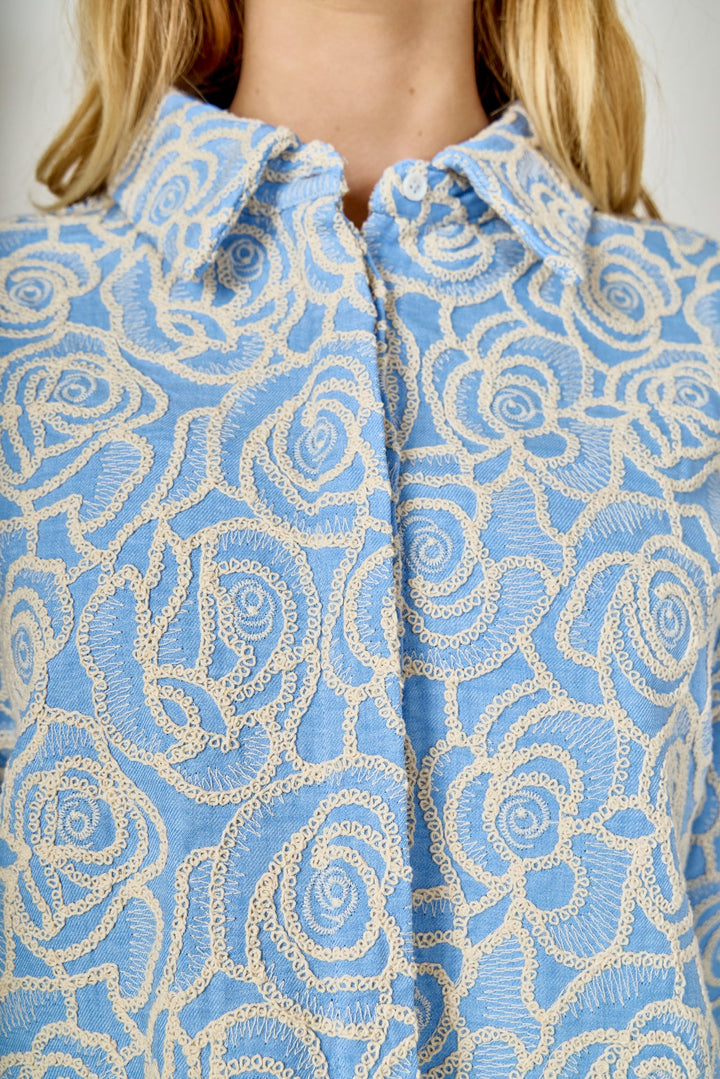 Ellie Embroidered Button Down Top