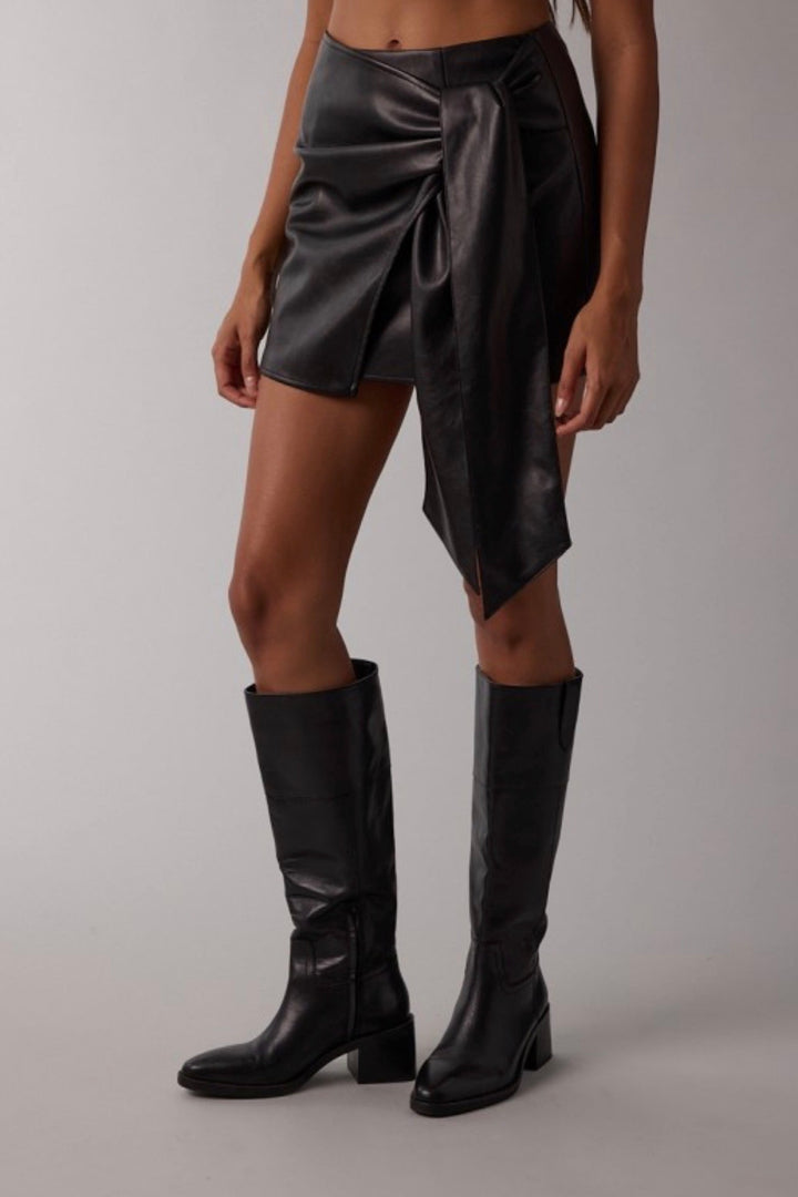 Tedy Faux Leather Wrap Skort