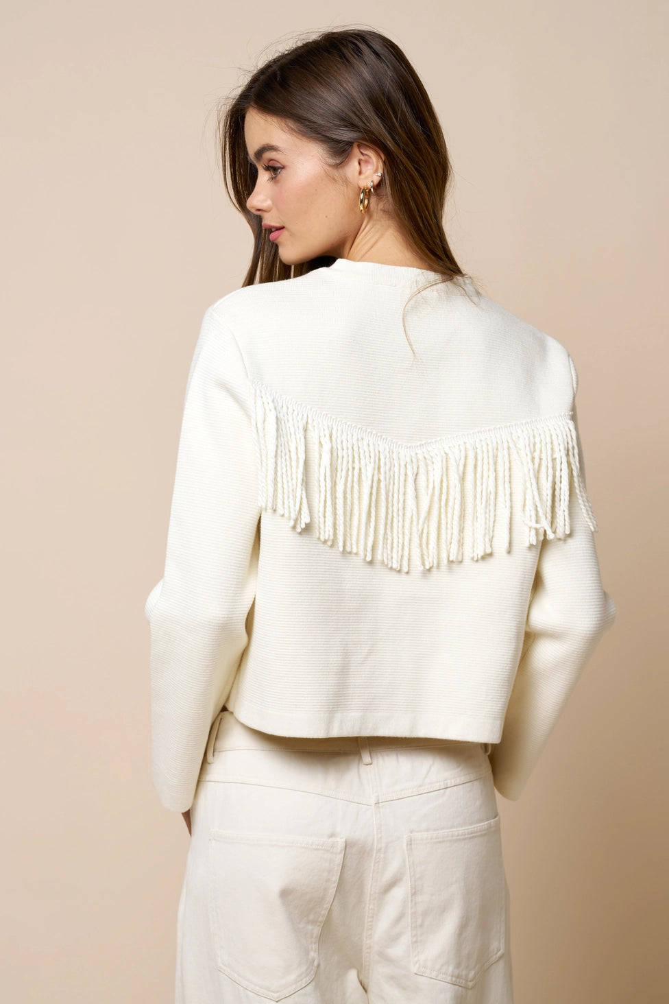 Fringe Detail Button Down Cardigan