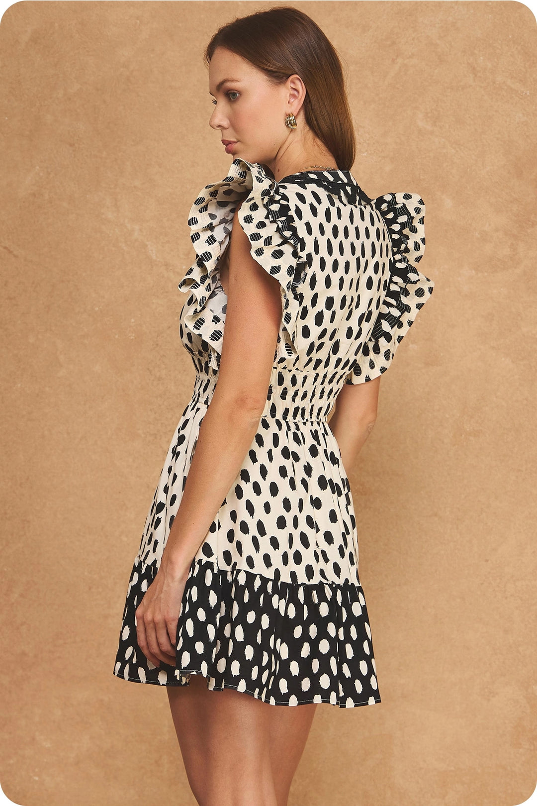 Ellie Abstract Ruffle Mini Dress