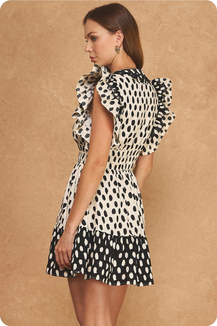 Ellie Abstract Ruffle Mini Dress
