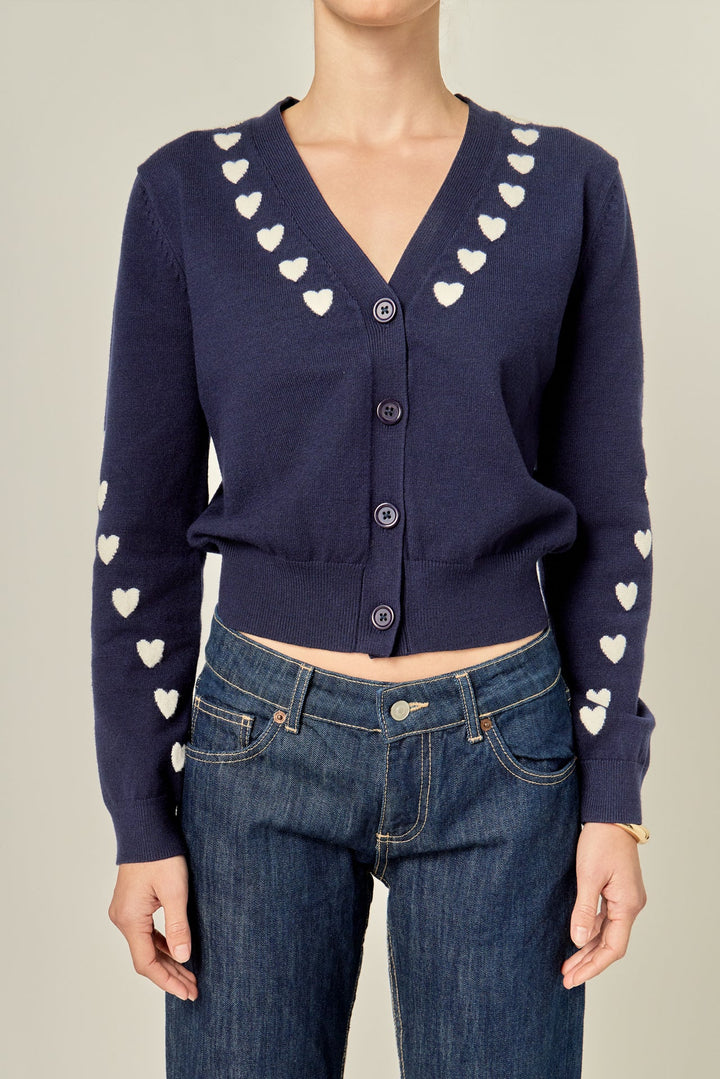 Heart Accent Knit Cardigan