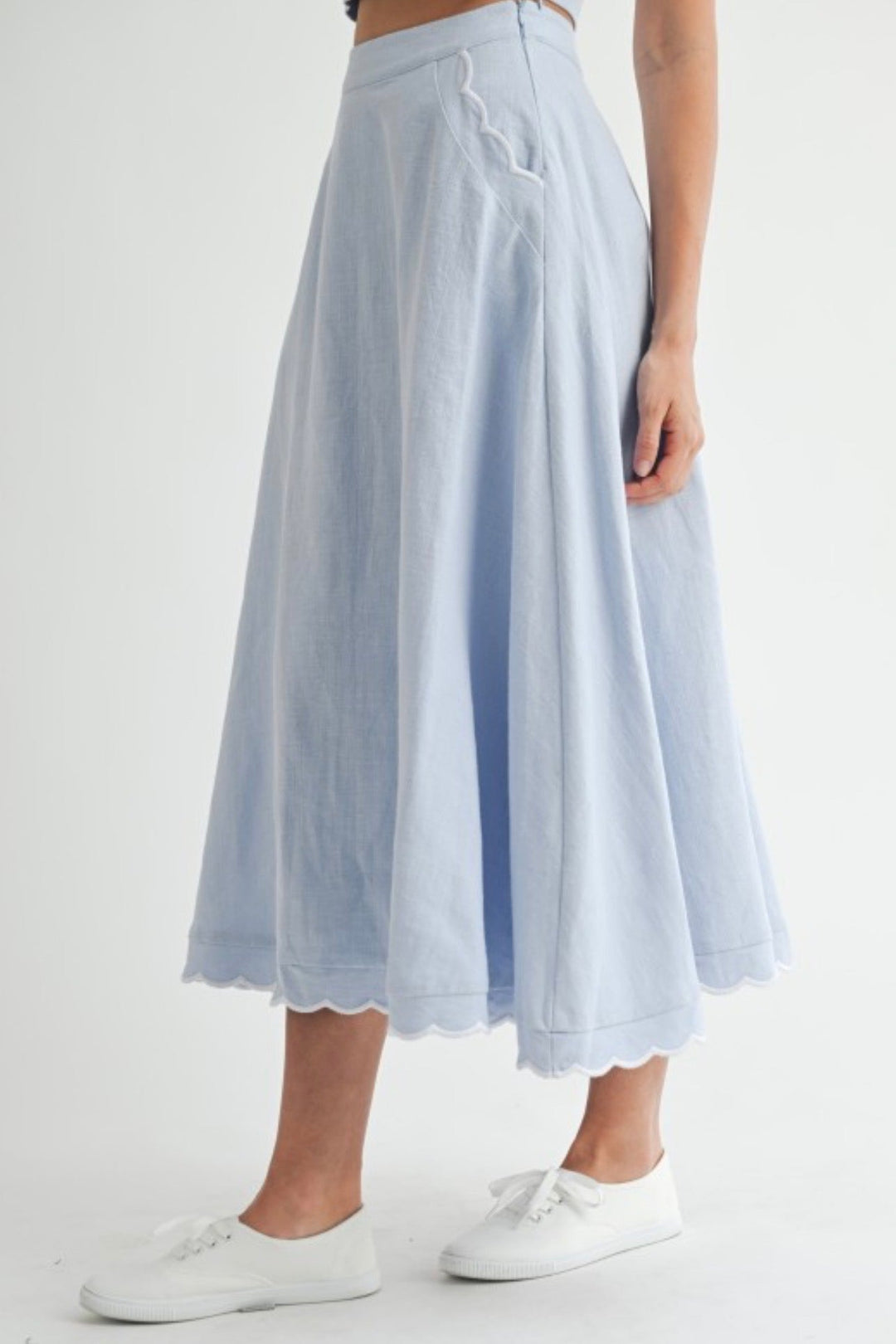 Scallop Edge Midi Skirt