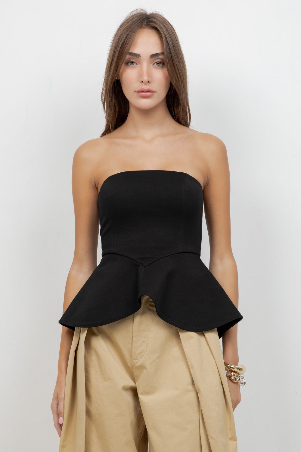 Maddie Strapless Peplum Top