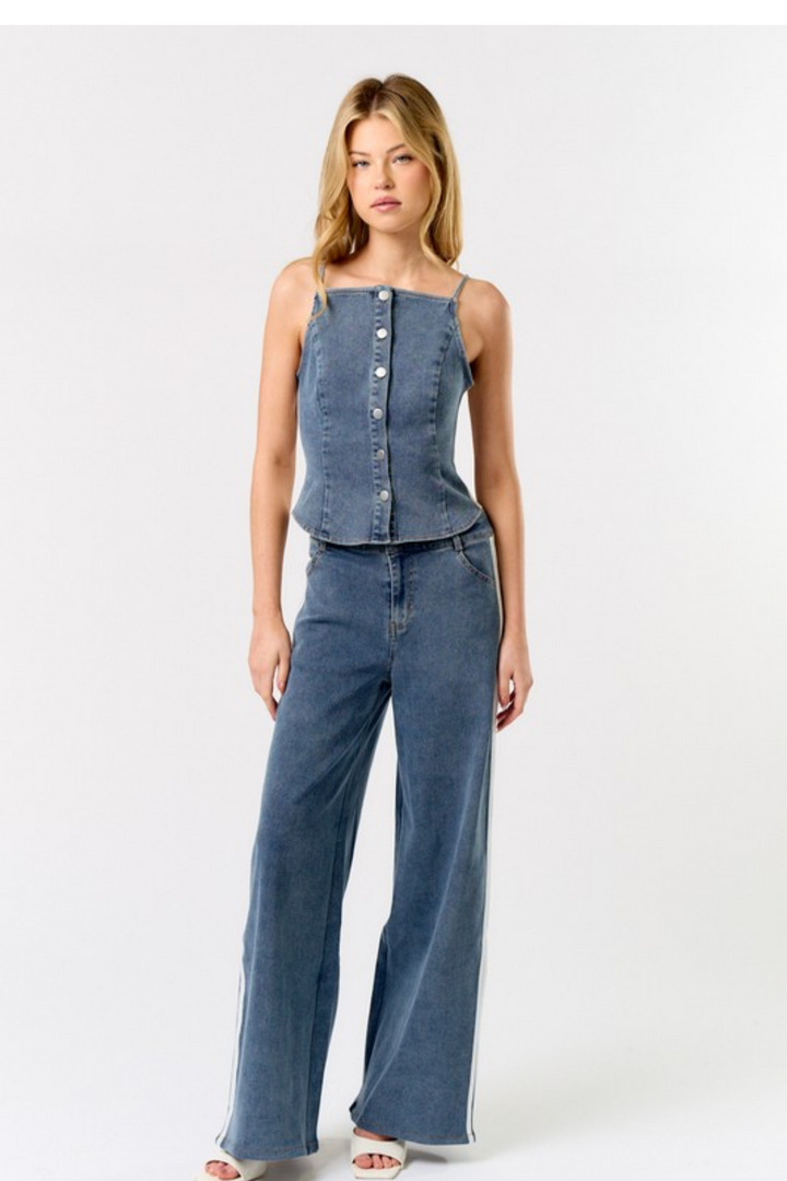 Free Denim Striped Top
