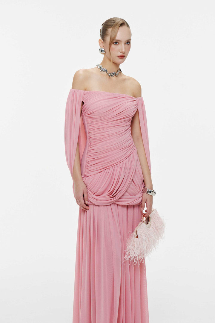Milena Off Shoulder Cape Dress