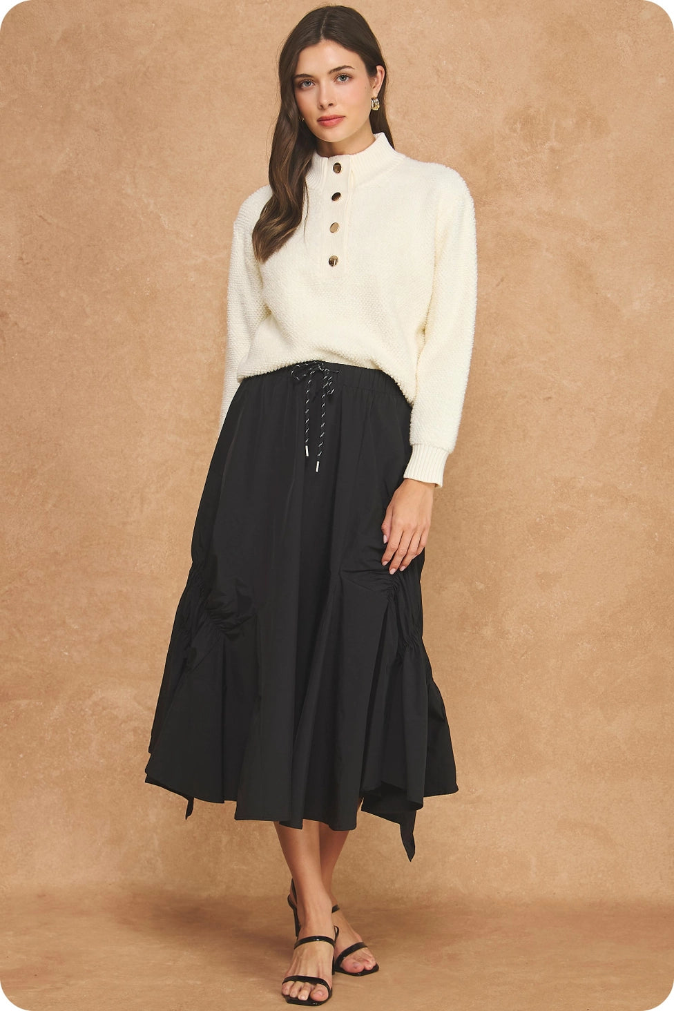 Taylor Ruched Midi Skirt